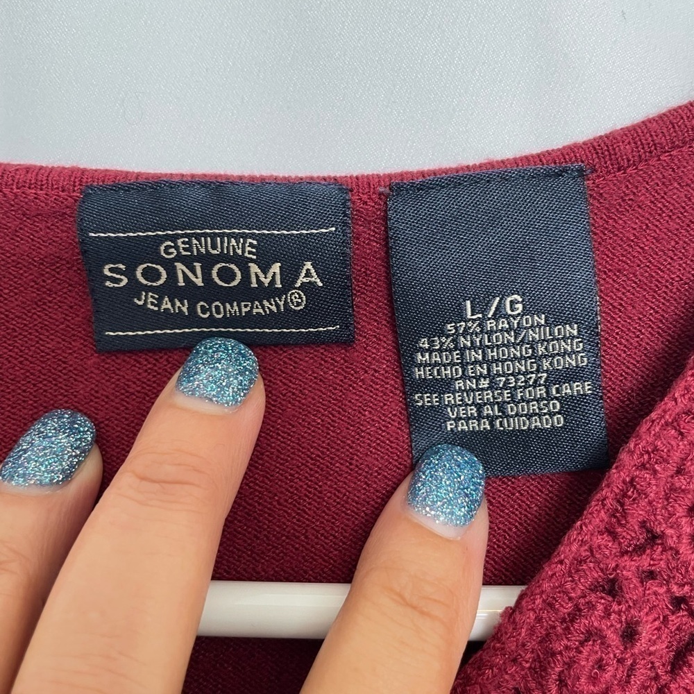 Genuine Sonoma/ Red light sweater with crochet accent - Picture 5 of 5